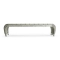 Rectangular Cloudy Grey & Rattan Cocktail Table with Curved Ends