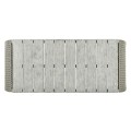 Rectangular Cloudy Grey & Rattan Cocktail Table with Curved Ends