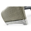 Rectangular Cloudy Grey & Rattan Cocktail Table with Curved Ends