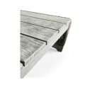 Rectangular Cloudy Grey & Rattan Cocktail Table with Curved Ends