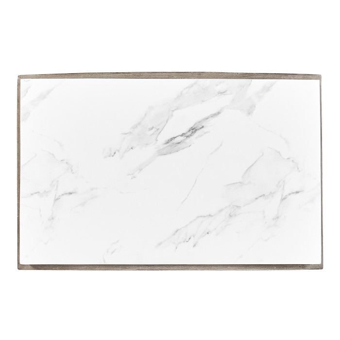 Rectangular Grey & Faux White Marble Storage End Table