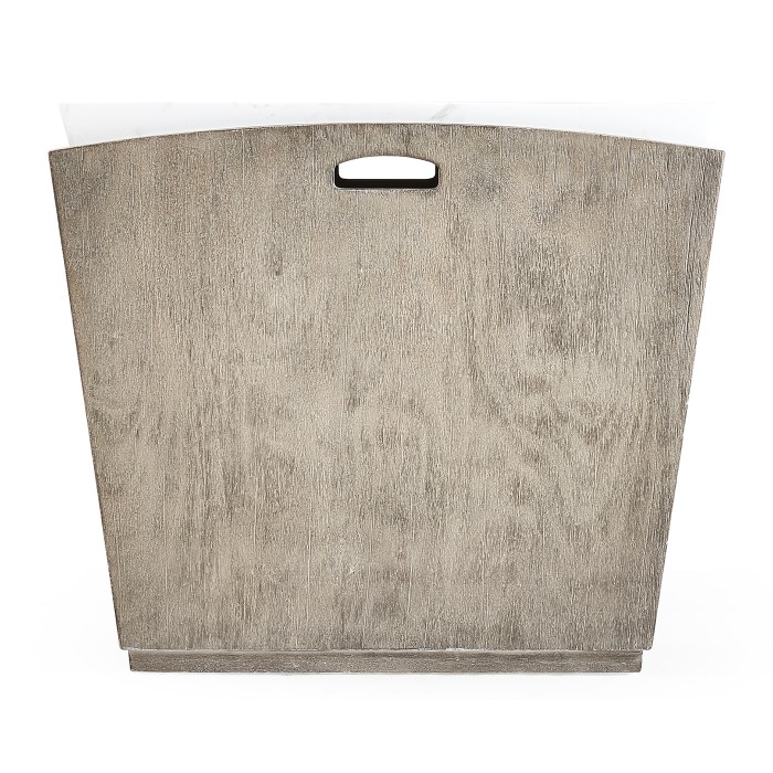 Rectangular Grey & Faux White Marble Storage End Table
