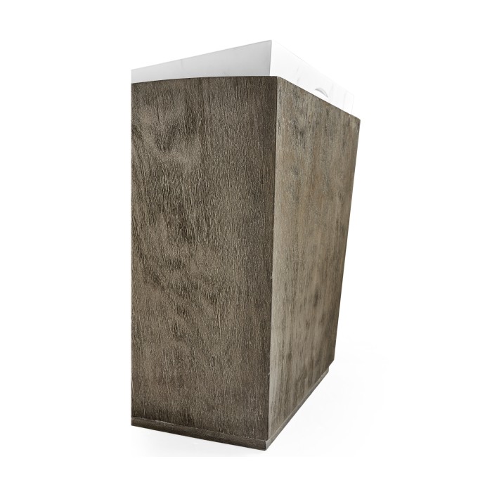 Rectangular Grey & Faux White Marble Storage End Table