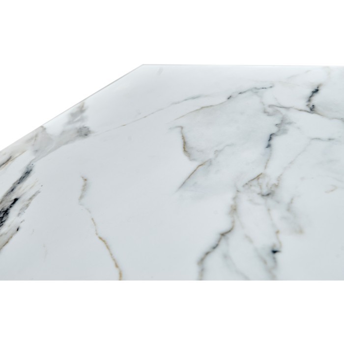 Rectangular Grey & Faux White Marble Storage End Table