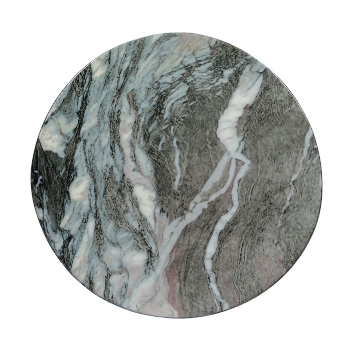 Horn Shaped Faux Black & Grey Marble End Table