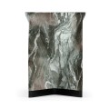 Round to L-Shape Faux Black & Grey Marble End Table