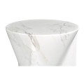 Round to L-Shape Faux White & Grey Marble End Table