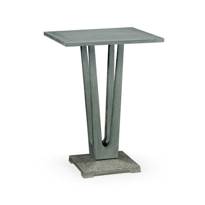 Square Cloudy Grey Counter Table with a Terrazzo Base 26