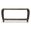 Rectangular Grey & Rattan Console Table with Curved Ends