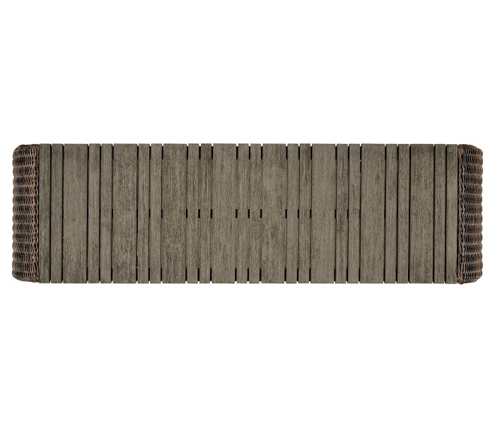 Rectangular Grey & Rattan Console Table with Curved Ends