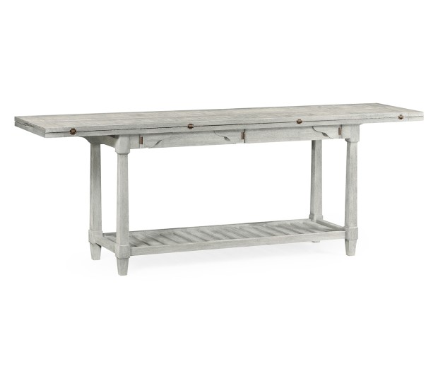 Rectangular Cloudy Grey & Antique Brass Hunt Table