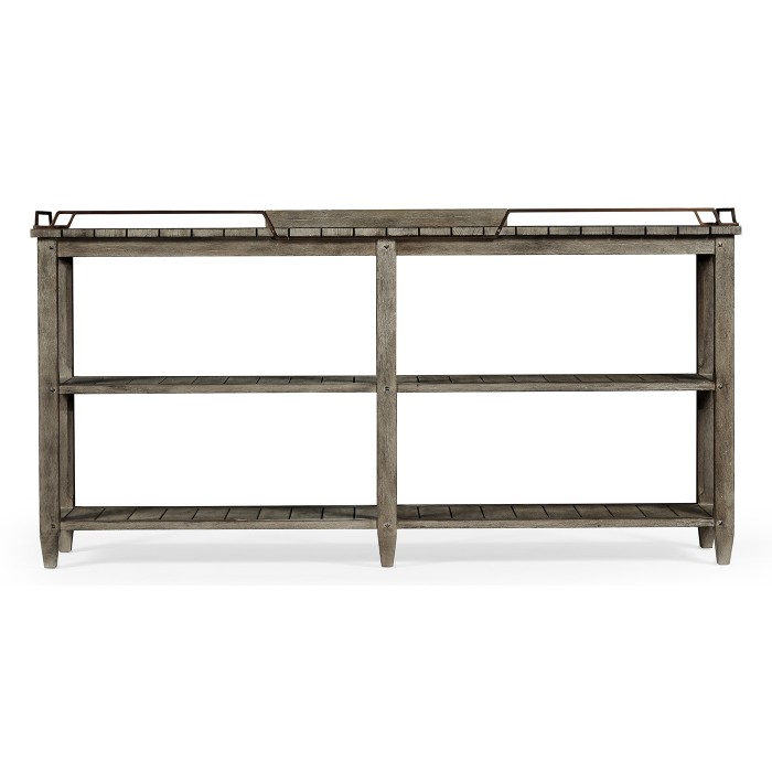 Rectangular Grey & Brass Sideboard with Removable Tray