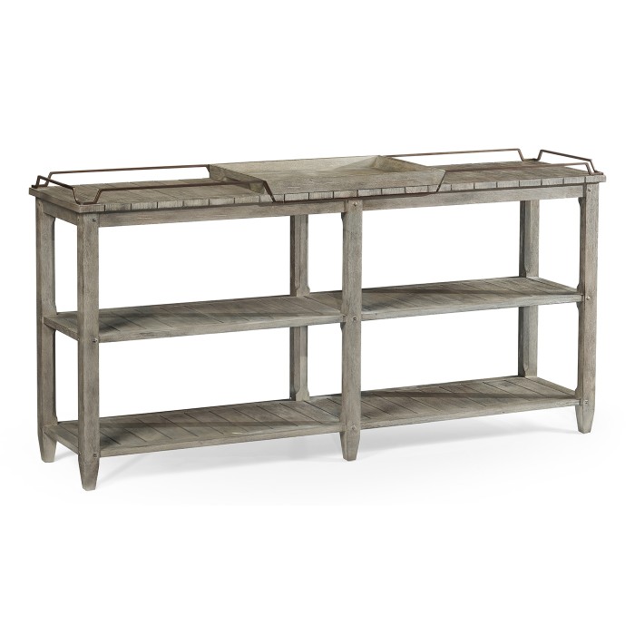 Rectangular Grey & Brass Sideboard with Removable Tray