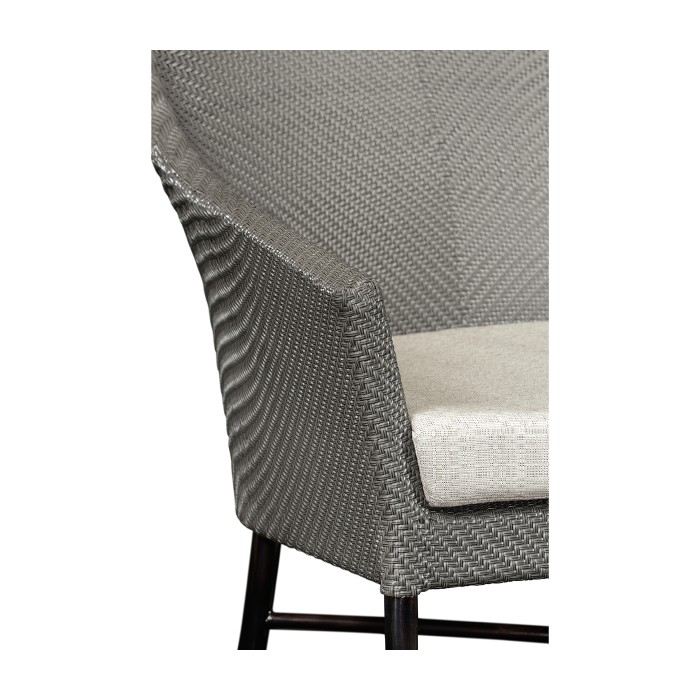Rounded Back Mocha Steel & Dark Grey Rattan Dining Chair with Cushion