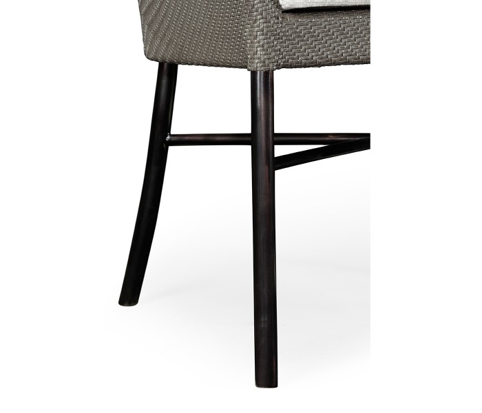 Rounded Back Mocha Steel & Dark Grey Rattan Dining Chair with Cushion