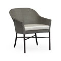 Rounded Back Mocha Steel & Dark Grey Rattan Dining Chair with Cushion