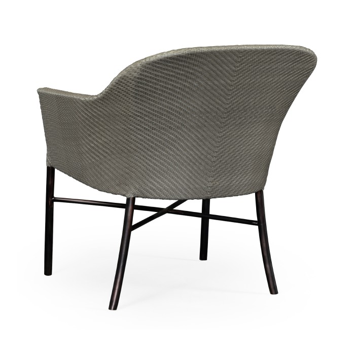 Rounded Back Mocha Steel & Dark Grey Rattan Dining Chair with Cushion