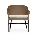 Rounded Back Mocha Steel & Tan Rattan Dining Chair with Cushion