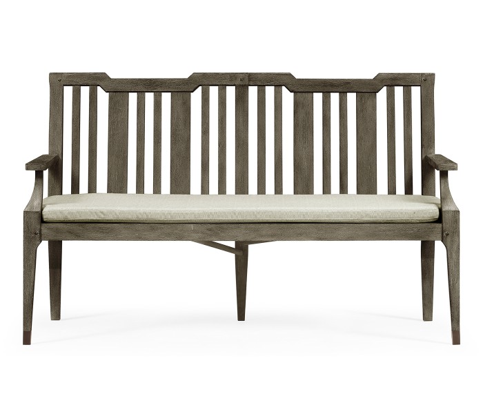 Grey Garden Bench with Cushion & Pillows