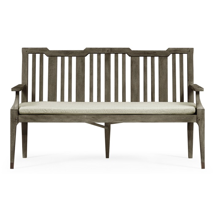 Grey Garden Bench with Cushion & Pillows