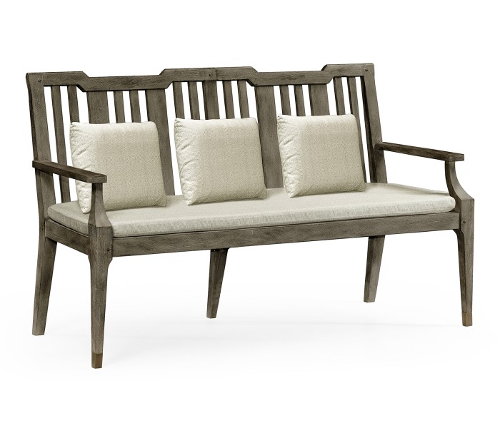 Grey Garden Bench with Cushion & Pillows