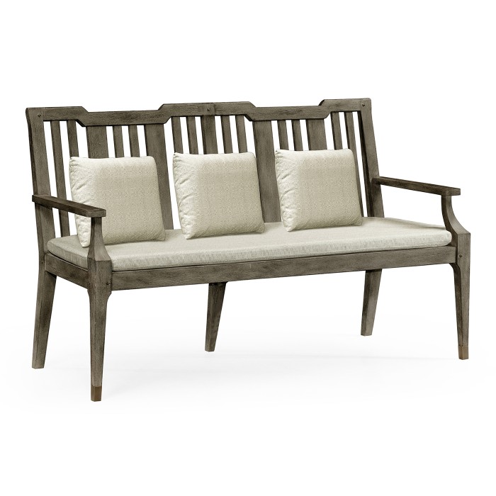 Grey Garden Bench with Cushion & Pillows