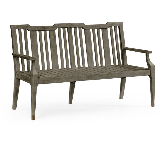 Grey Garden Bench with Cushion & Pillows