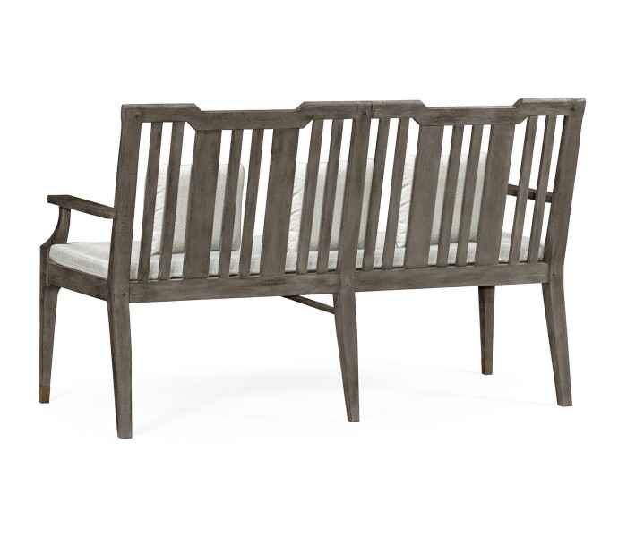 Grey Garden Bench with Cushion & Pillows