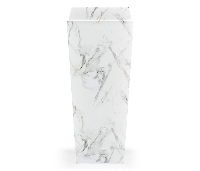 Large Square Faux White & Grey Marble Planter