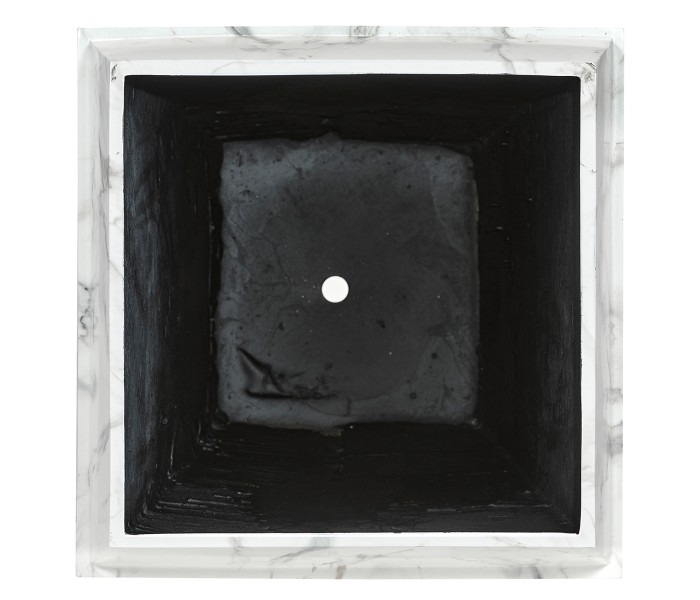 Large Square Faux White & Grey Marble Planter