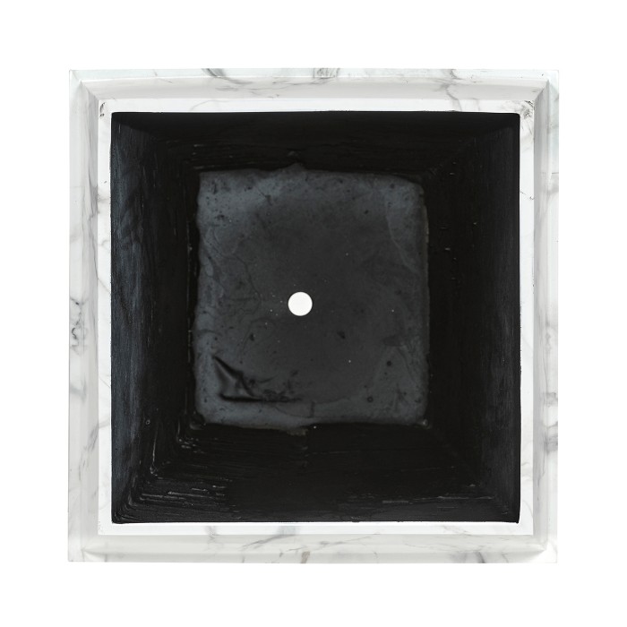 Large Square Faux White & Grey Marble Planter