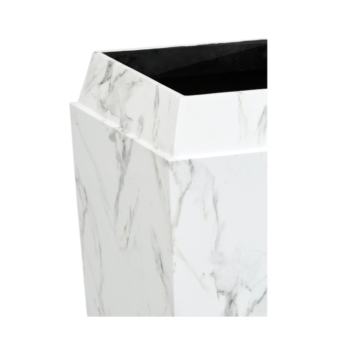 Large Square Faux White & Grey Marble Planter