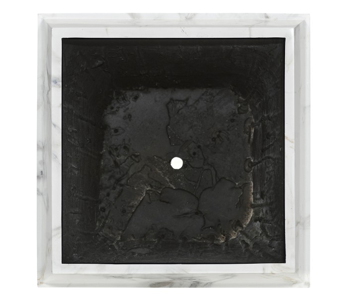 Medium Square Faux White & Grey Marble Planter
