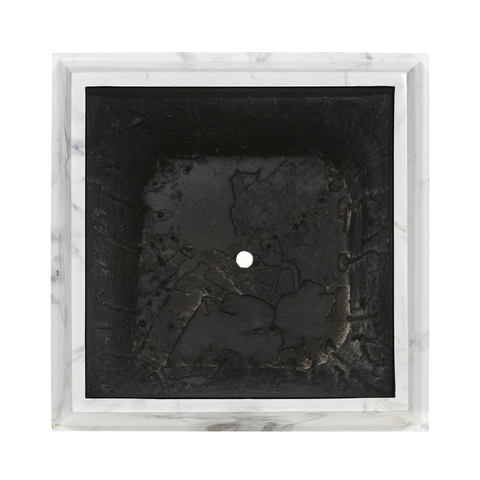 Medium Square Faux White & Grey Marble Planter