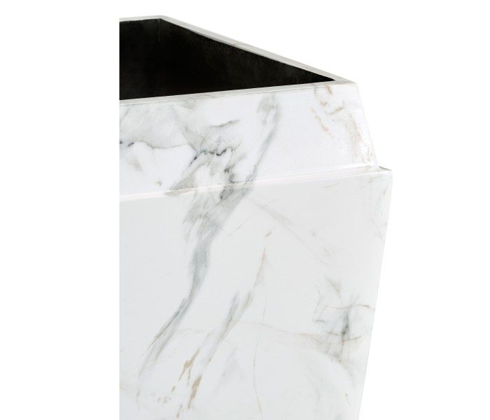 Medium Square Faux White & Grey Marble Planter
