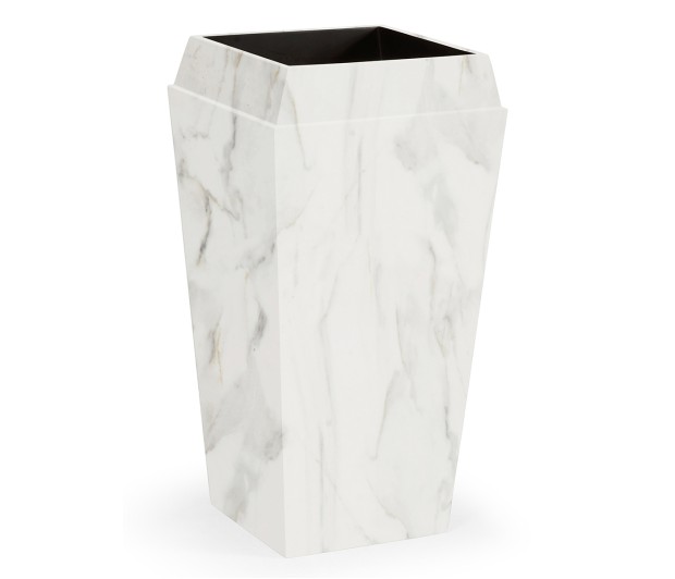 Medium Square Faux White & Grey Marble Planter