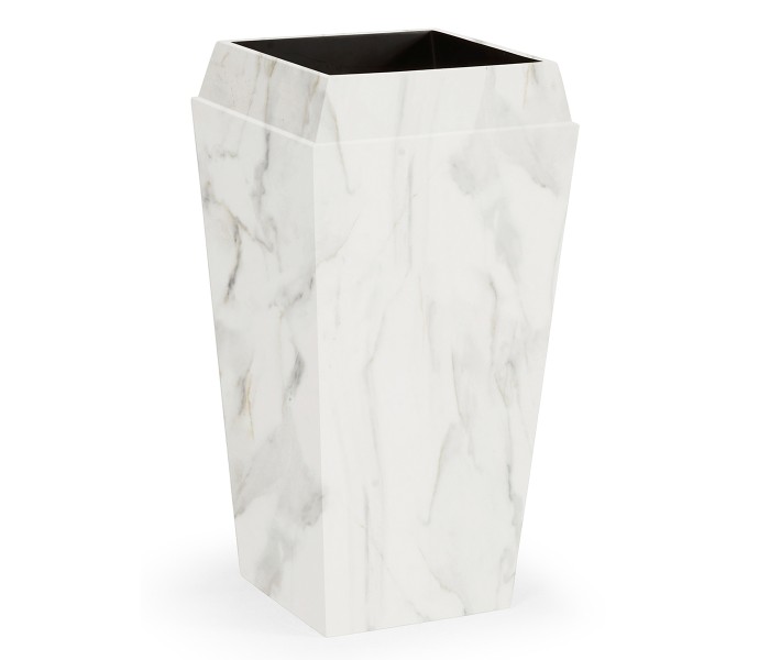 Medium Square Faux White & Grey Marble Planter