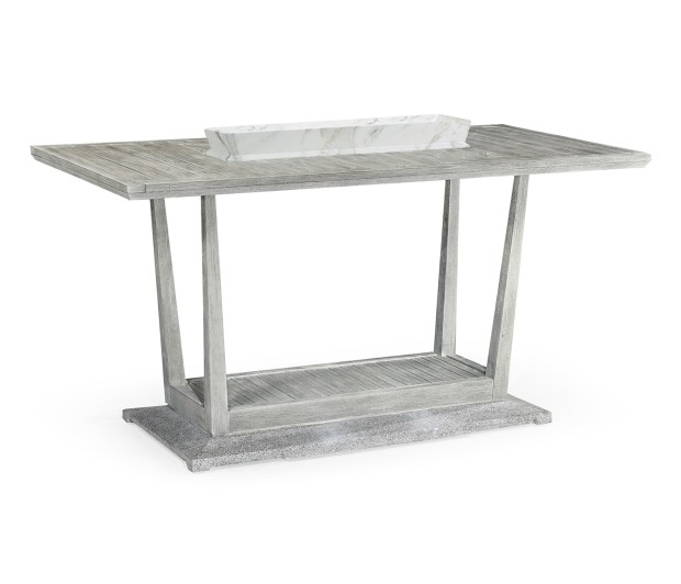 Rectangular Cloudy Grey Bar Table with Marble Tray in Centre 40