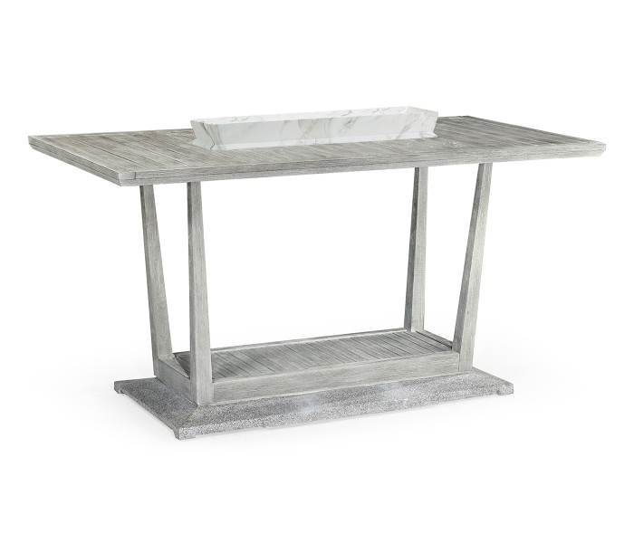 Rectangular Cloudy Grey Bar Table with Marble Tray in Centre 40