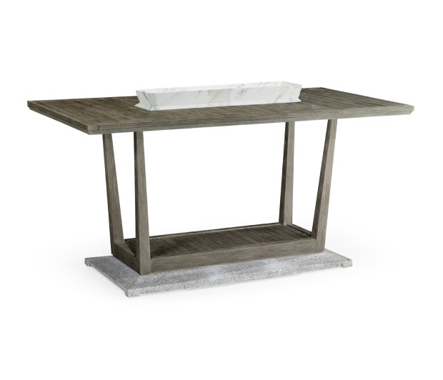Rectangular Grey Counter Table with Marble Tray in Centre 40