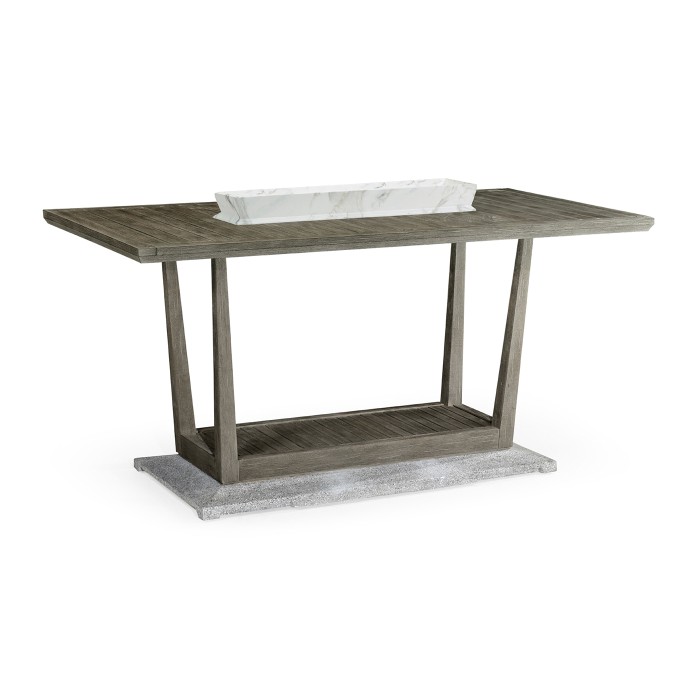Rectangular Grey Counter Table with Marble Tray in Centre 40