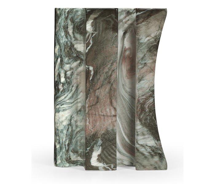 Faux Black & Grey Marble Puzzle Piece Side Table