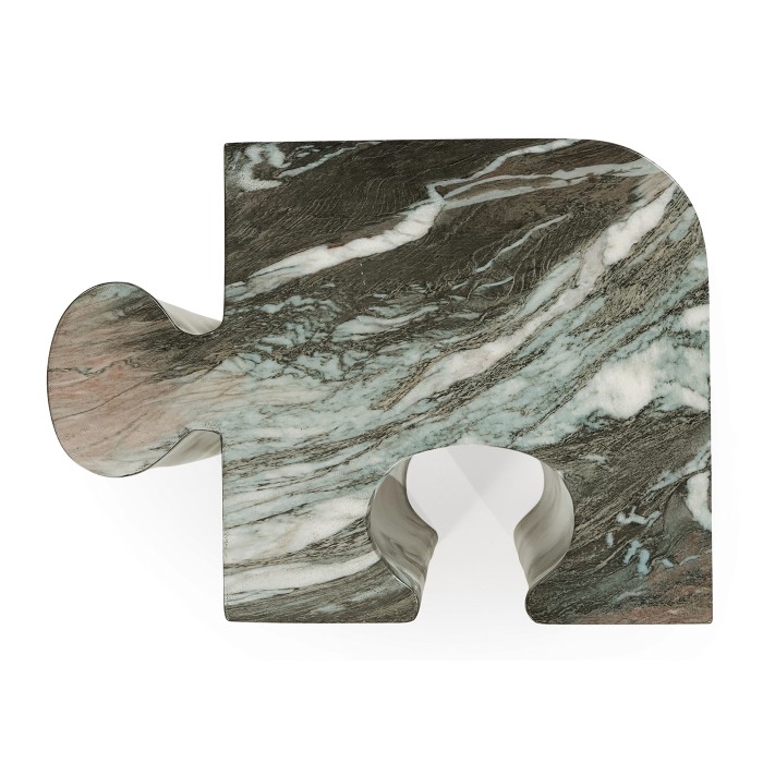 Faux Black & Grey Marble Puzzle Piece Side Table
