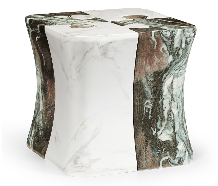 Faux Black & Grey Marble Puzzle Piece Side Table