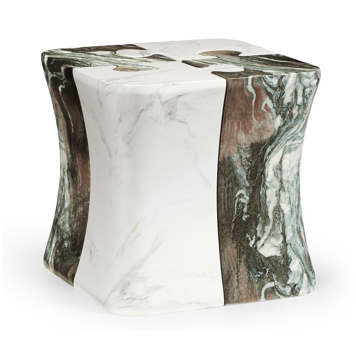 Faux Black & Grey Marble Puzzle Piece Side Table