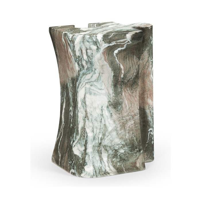 Faux Black & Grey Marble Puzzle Piece Side Table