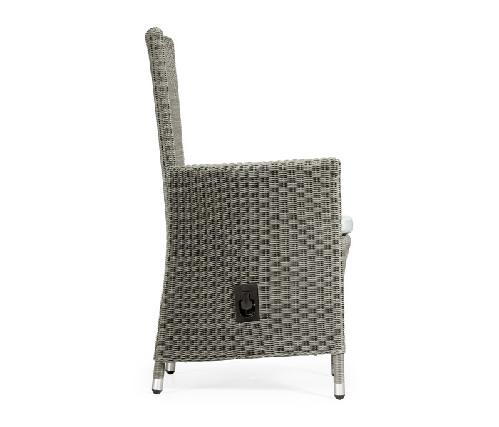 Grey Wicker Rattan Dining Chair with Reclining Back