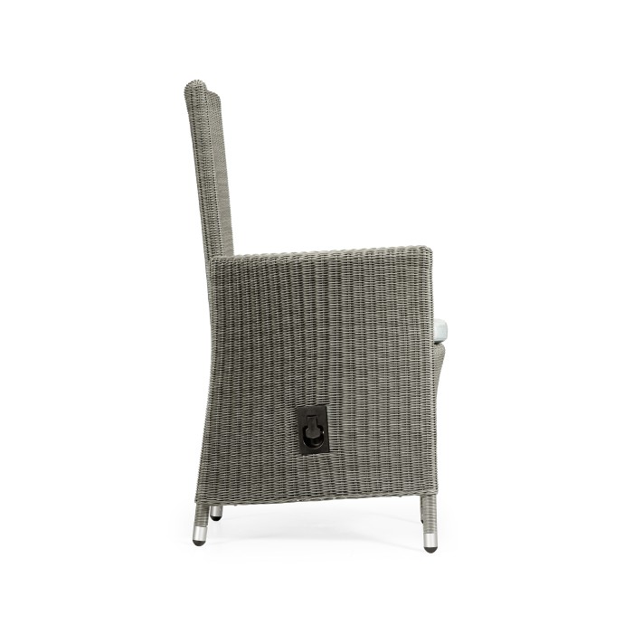 Grey Wicker Rattan Dining Chair with Reclining Back