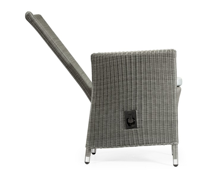 Grey Wicker Rattan Dining Chair with Reclining Back