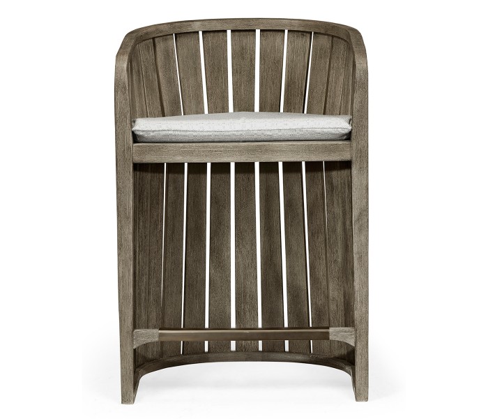 Slatted Grey Tub Counter Stool